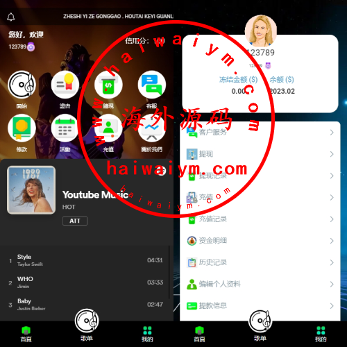 海外多语言音乐抢单刷单系统/派单连单卡单/打针/实名认证